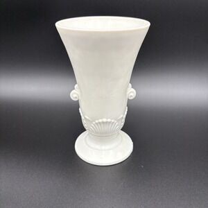 Vitrock Snow White Art Deco Vase Fire King Milk Glass Anchor Hocking 7.5"
